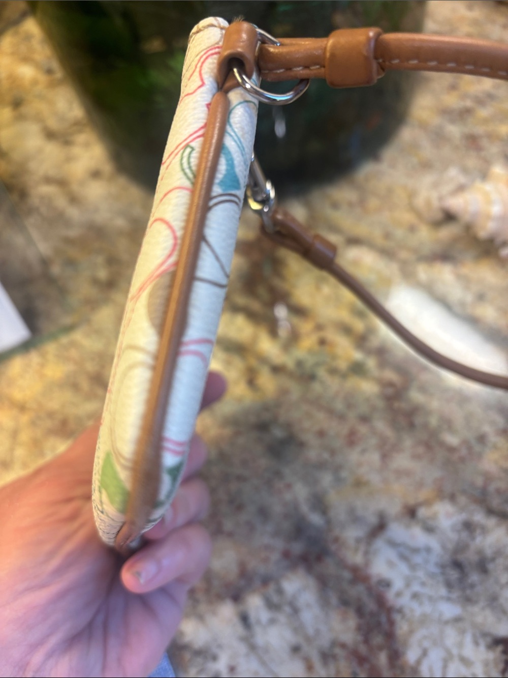 Coach Multicolor Signature Wristlet with Green Stripe with dustbag - Picture 3 of 7